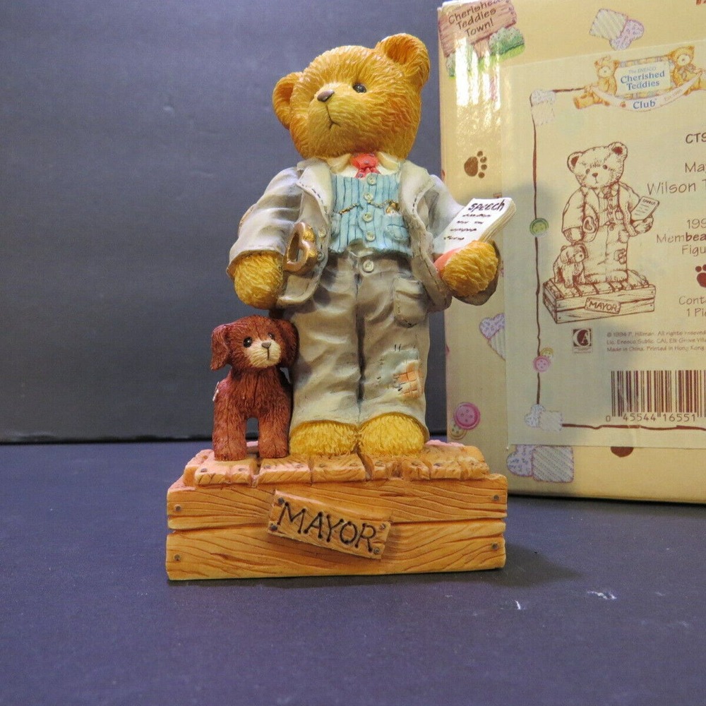 Vintage Enesco Cherished Teddies Mayor‎ Wilson T Beary Figurine CT951 1995 NIB